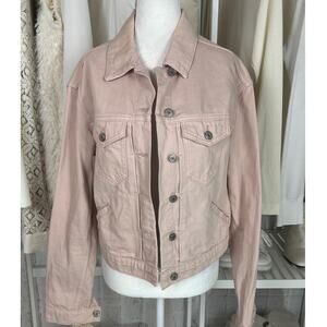 Old Navy Women's Size Small Tall Pale Pink Button Up Denim Jacket #0474